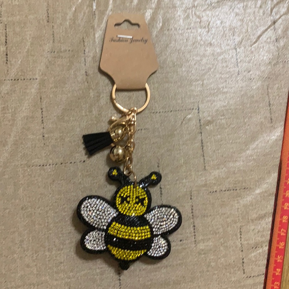 New Bee Rhinestone Keychain 2”